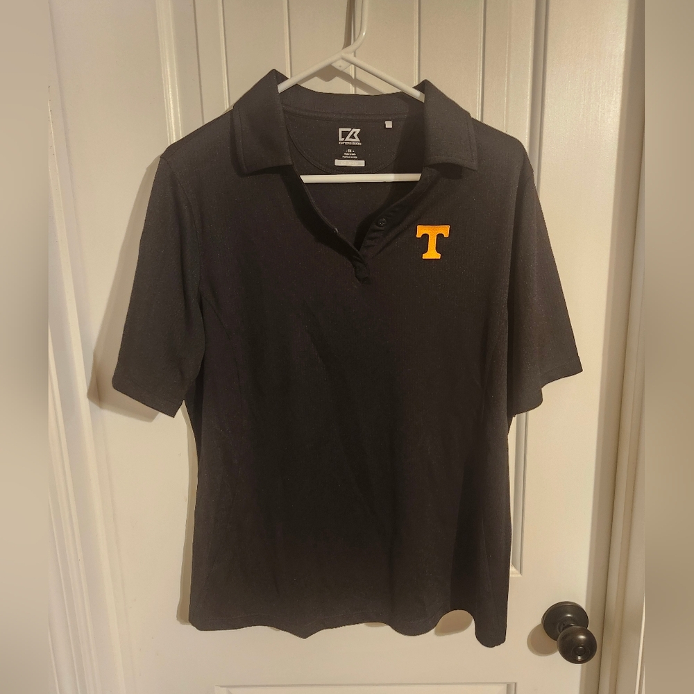 Cutter & Buck Black Short Sleeve Polo with Orange Logo